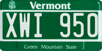 VT license plate XWI950