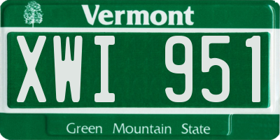 VT license plate XWI951