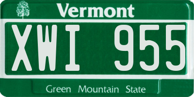 VT license plate XWI955