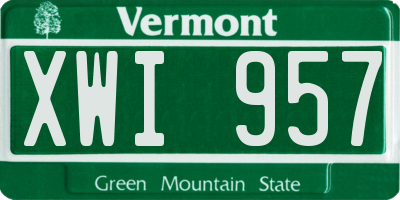 VT license plate XWI957
