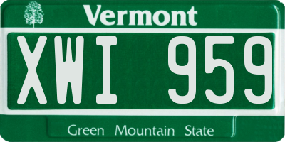 VT license plate XWI959