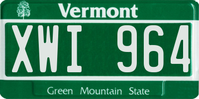 VT license plate XWI964