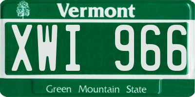 VT license plate XWI966
