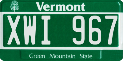 VT license plate XWI967