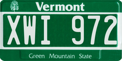VT license plate XWI972