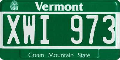 VT license plate XWI973