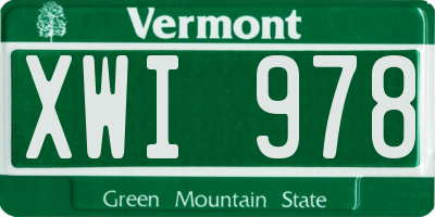 VT license plate XWI978