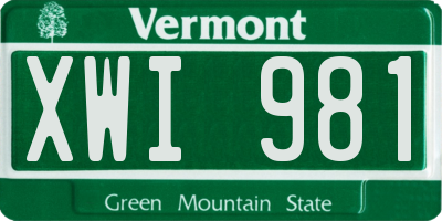 VT license plate XWI981