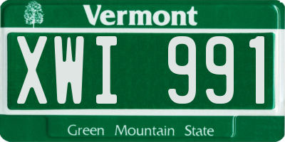 VT license plate XWI991