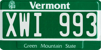VT license plate XWI993