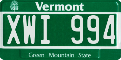 VT license plate XWI994