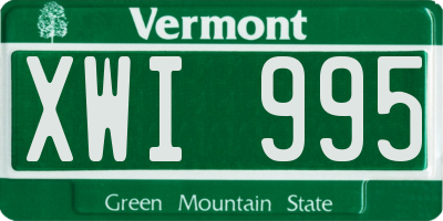 VT license plate XWI995