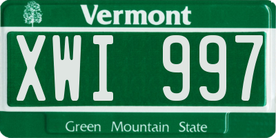 VT license plate XWI997