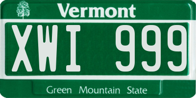 VT license plate XWI999