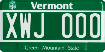 VT license plate XWJ000