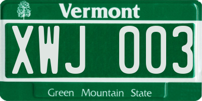 VT license plate XWJ003
