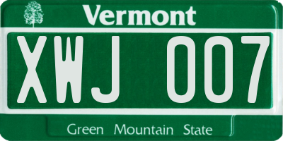 VT license plate XWJ007
