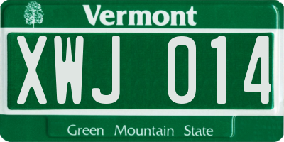 VT license plate XWJ014