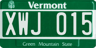 VT license plate XWJ015