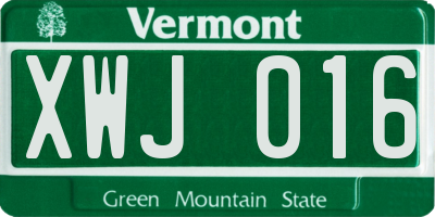 VT license plate XWJ016