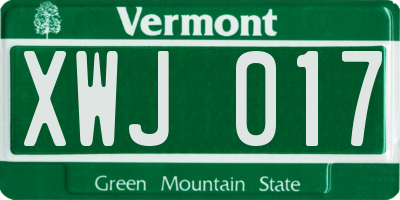 VT license plate XWJ017