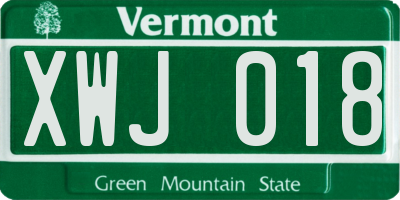 VT license plate XWJ018