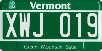 VT license plate XWJ019