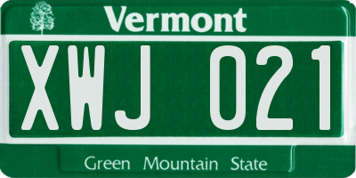 VT license plate XWJ021