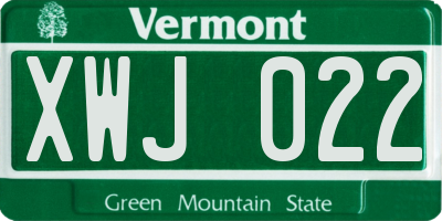 VT license plate XWJ022