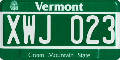 VT license plate XWJ023