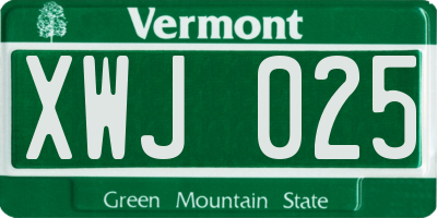 VT license plate XWJ025