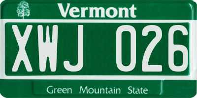 VT license plate XWJ026