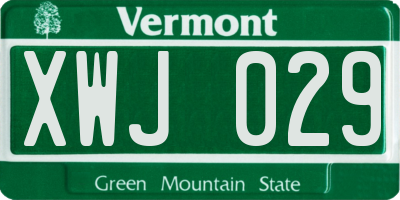 VT license plate XWJ029