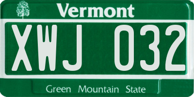 VT license plate XWJ032