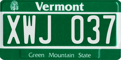 VT license plate XWJ037