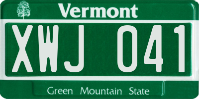 VT license plate XWJ041
