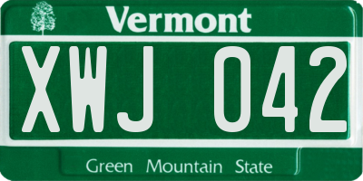 VT license plate XWJ042