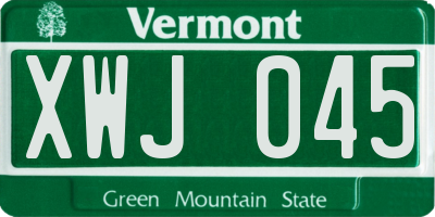 VT license plate XWJ045