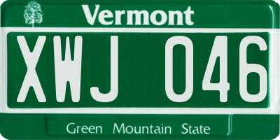 VT license plate XWJ046