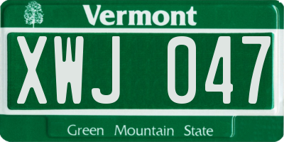 VT license plate XWJ047