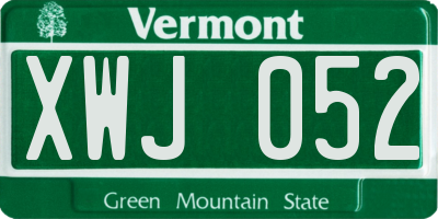 VT license plate XWJ052