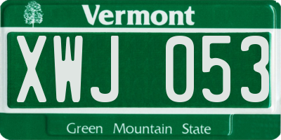 VT license plate XWJ053