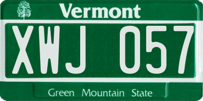 VT license plate XWJ057