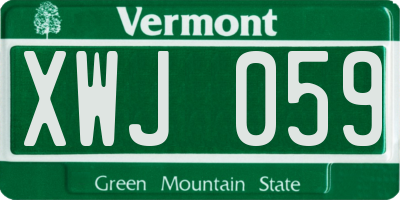 VT license plate XWJ059