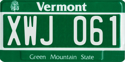 VT license plate XWJ061