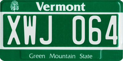 VT license plate XWJ064