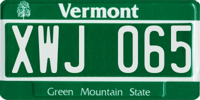 VT license plate XWJ065
