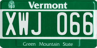 VT license plate XWJ066