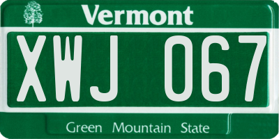 VT license plate XWJ067
