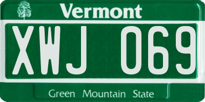 VT license plate XWJ069